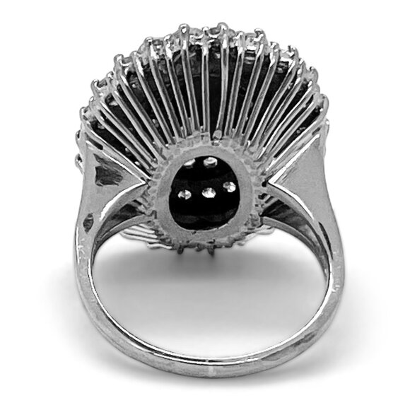 WOMENS Vintage 14K Gold, Diamond and Ruby Vintage Triple Halo Cocktail Ring 1970 - Picture 3 of 4